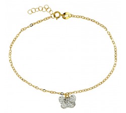 BRACCIALE DA DONNA CON CHARM FARFALLA IN ORO GIALLO 18 KT CON ZIRCONI