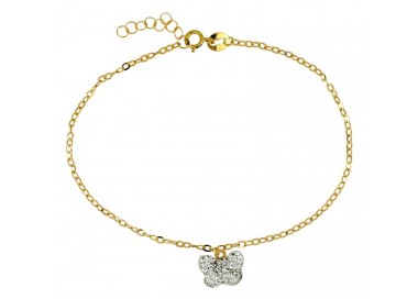 BRACCIALE DA DONNA CON CHARM FARFALLA IN ORO GIALLO 18 KT CON ZIRCONI