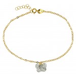 BRACCIALE DA DONNA CON CHARM FARFALLA IN ORO GIALLO 18 KT CON ZIRCONI