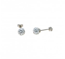 ORECCHINI SFERA IN ORO BIANCO 18 KT CON PAVE'ZIRCONI TAGLIO BRILLANTE