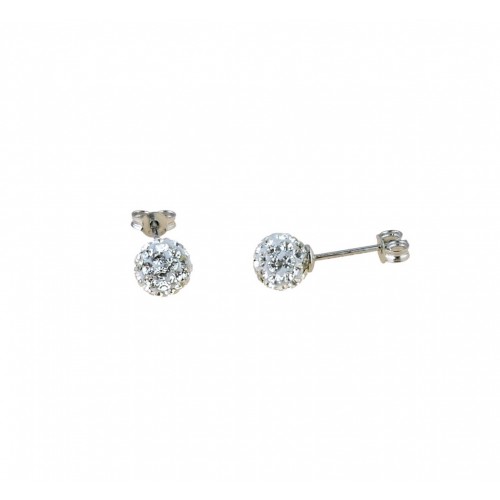 Orecchini A Sfera Con Dado In Oro Bianco 14kt - Finitura Lucida