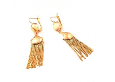 ORECCHINI PENDENTI IN ORO GIALLO 18 KT CON FRANGE