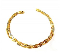 BRACCIALE INTRECCIO IN ORO GIALLO ROSA E BIANCO 18 KT