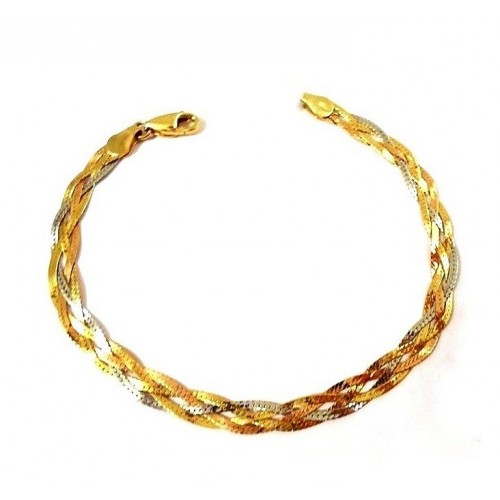 BRACCIALE INTRECCIO IN ORO GIALLO ROSA E BIANCO 18 KT