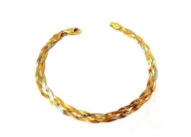 BRACCIALE INTRECCIO IN ORO GIALLO ROSA E BIANCO 18 KT