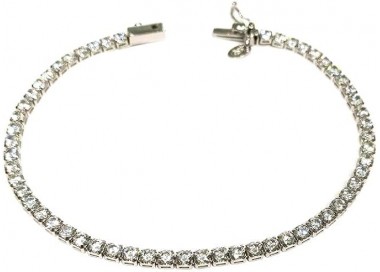 BRACCIALE TENNIS ORO BIANCO 18 KT CON ZIRCONI BIANCHI TAGLIO BRILLANTE