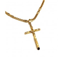 COLLANA CATENA IN ORO GIALLO 18 KT CON CROCIFISSO