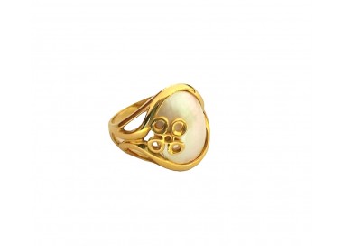 ANELLO DA DONNA IN ORO GIALLO 18 KT FIORE CON MADREPERLA