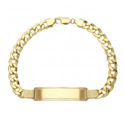 BRACCIALE CATENA UOMO PIASTRA TARGA IN ORO GIALLO 18 KT