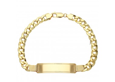 BRACCIALE CATENA UOMO PIASTRA TARGA IN ORO GIALLO 18 KT