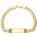 BRACCIALE CATENA UOMO PIASTRA TARGA IN ORO GIALLO 18 KT