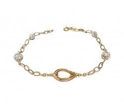 BRACCIALE DA DONNA IN ORO GIALLO 18 KT CON SFERE E PAVE' DI ZIRCONI TAGLIO BRILLANTE