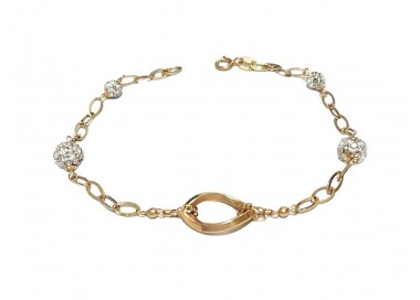 BRACCIALE DA DONNA IN ORO GIALLO 18 KT CON SFERE E PAVE' DI ZIRCONI TAGLIO BRILLANTE