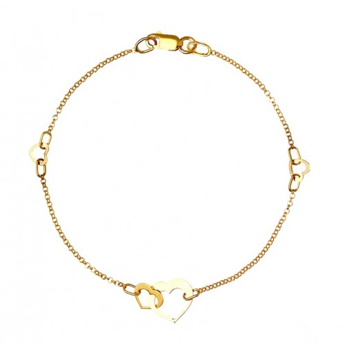 BRACCIALE DA DONNA IN ORO GIALLO 18 KT CON ELEMENTI CUORE