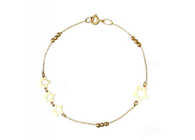 BRACCIALE CATENA CON STELLE DA DONNA IN ORO GIALLO 18 KT