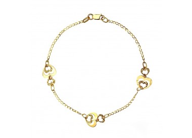 BRACCIALE CATENA CON CUORE DA DONNA IN ORO GIALLO 18 KT