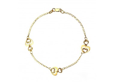 BRACCIALE CATENA CON CUORE DA DONNA IN ORO GIALLO 18 KT