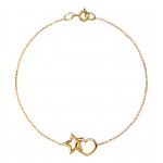 BRACCIALE CATENA CON CUORE E STELLA DA DONNA IN ORO GIALLO 18 KT