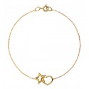 BRACCIALE CATENA CON CUORE E STELLA DA DONNA IN ORO GIALLO 18 KT