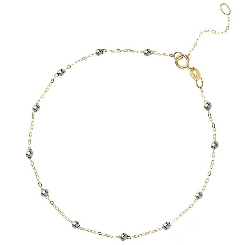 BRACCIALE DA DONNA CON SFERE ORO GIALLO E BIANCO 18 KT