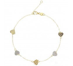 BRACCIALE DONNA CON CUORE IN ORO GIALLO E BIANCO 18 KT