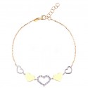 BRACCIALE DONNA CON ELEMENTI CUORE IN ORO GIALLO E BIANCO 18 KT