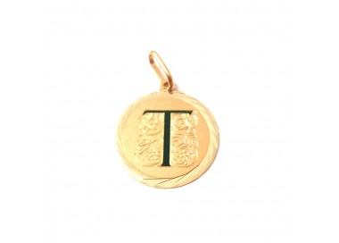 CIONDOLO LETTERA INIZIALE T IN ORO GIALLO 18 KT + COLLANA IN OMAGGIO