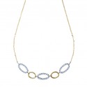 COLLANA ELEMENTI OVALI DA DONNA IN ORO BIANCO E GIALLO 18 KT CON ZIRCONI TAGLIO BRILLANTE