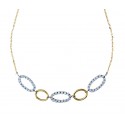 COLLANA ELEMENTI OVALI DA DONNA IN ORO BIANCO E GIALLO 18 KT CON ZIRCONI