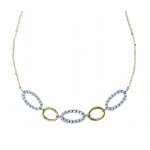 COLLANA ELEMENTI OVALI DA DONNA IN ORO BIANCO E GIALLO 18 KT CON ZIRCONI