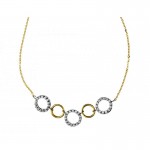 COLLANA ELEMENTI CERCHI DA DONNA IN ORO BIANCO E GIALLO 18 KT CON ZIRCONI