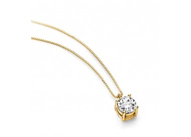 COLLANA PUNTO LUCE IN ORO GIALLO 18 KT CON ZIRCONE TAGLIO BRILLANTE