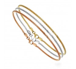 BRACCIALE TRITTICO UNISEX IN ORO GIALLO BIANCO E ROSA 18 KT MAGLIA POP CORN