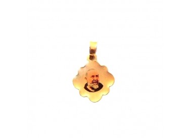 CIONDOLO SAN PIO IN ORO GIALLO 18 KT + COLLANA LACCIO IN OMAGGIO