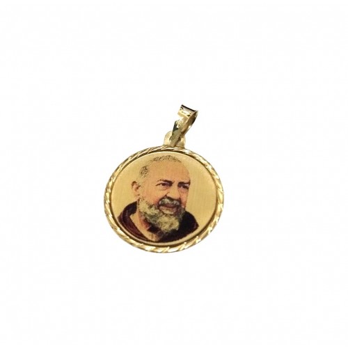 CIONDOLO SAN PIO IN ORO GIALLO 18 KT + COLLANA LACCIO IN OMAGGIO