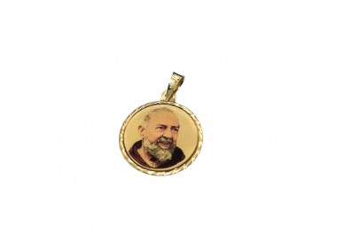 CIONDOLO SAN PIO IN ORO GIALLO 18 KT + COLLANA LACCIO IN OMAGGIO