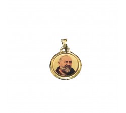 CIONDOLO SAN PIO IN ORO GIALLO 18 KT + COLLANA LACCIO IN OMAGGIO