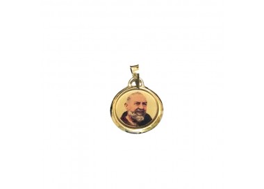 CIONDOLO SAN PIO IN ORO GIALLO 18 KT + COLLANA LACCIO IN OMAGGIO