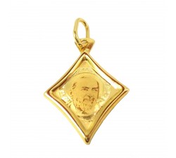 CIONDOLO MEDAGLIETTA SAN PIO IN ORO GIALLO 18 KT + COLLANA LACCIO IN OMAGGIO