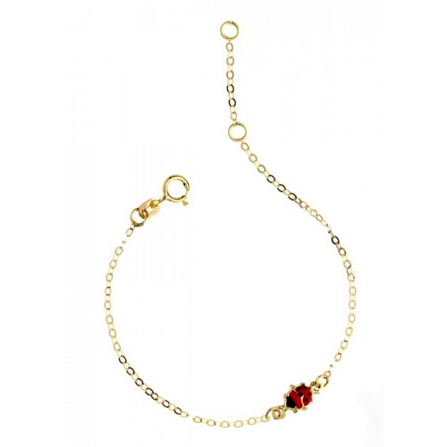 BRACCIALE BAMBINO BAMBINA CON COCCINELLA IN ORO GIALLO 18 KT