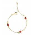 BRACCIALE BAMBINO BAMBINA CON 3 COCCINELLE IN ORO GIALLO 18 KT