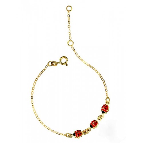 BRACCIALE BAMBINO BAMBINA CON COCCINELLE IN ORO GIALLO 18 KT