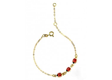 BRACCIALE BAMBINO BAMBINA CON COCCINELLE IN ORO GIALLO 18 KT