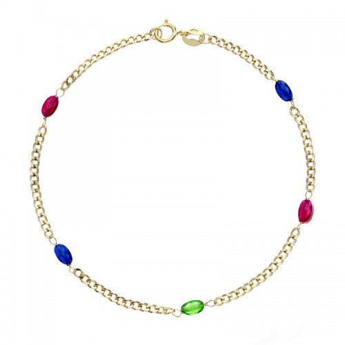 BRACCIALE DA DONNA IN ORO GIALLO 18KT CON PIETRE COLORATE