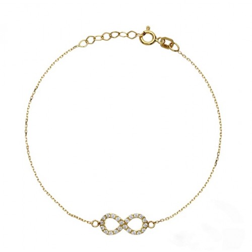 BRACCIALE DA DONNA INFINITO IN ORO GIALLO 18KT CON ZIRCONI BIANCHI