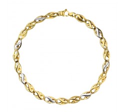 BRACCIALE UOMO CATENA PIATTA IN ORO GIALLO E BIANCO 18KT