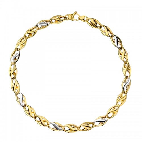 BRACCIALE UOMO CATENA PIATTA IN ORO GIALLO E BIANCO 18KT