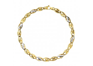 BRACCIALE UOMO CATENA PIATTA IN ORO GIALLO E BIANCO 18KT