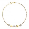 BRACCIALE DA DONNA IN ORO GIALLO 18KT CON STELLE E ZIRCONI BIANCHI