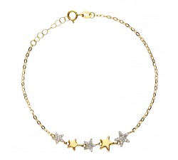 BRACCIALE DA DONNA IN ORO GIALLO 18KT CON STELLE E ZIRCONI BIANCHI